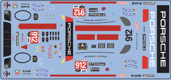 Decal Porsche 911 991 RSR #912 2020 IMSA  Scale 1/32